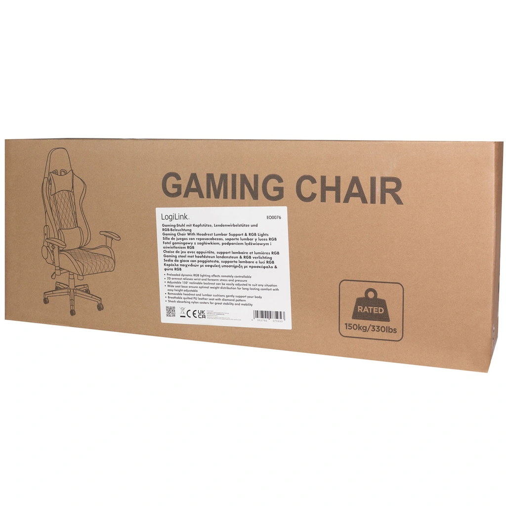 Gamingstol RGB Svart/Blå