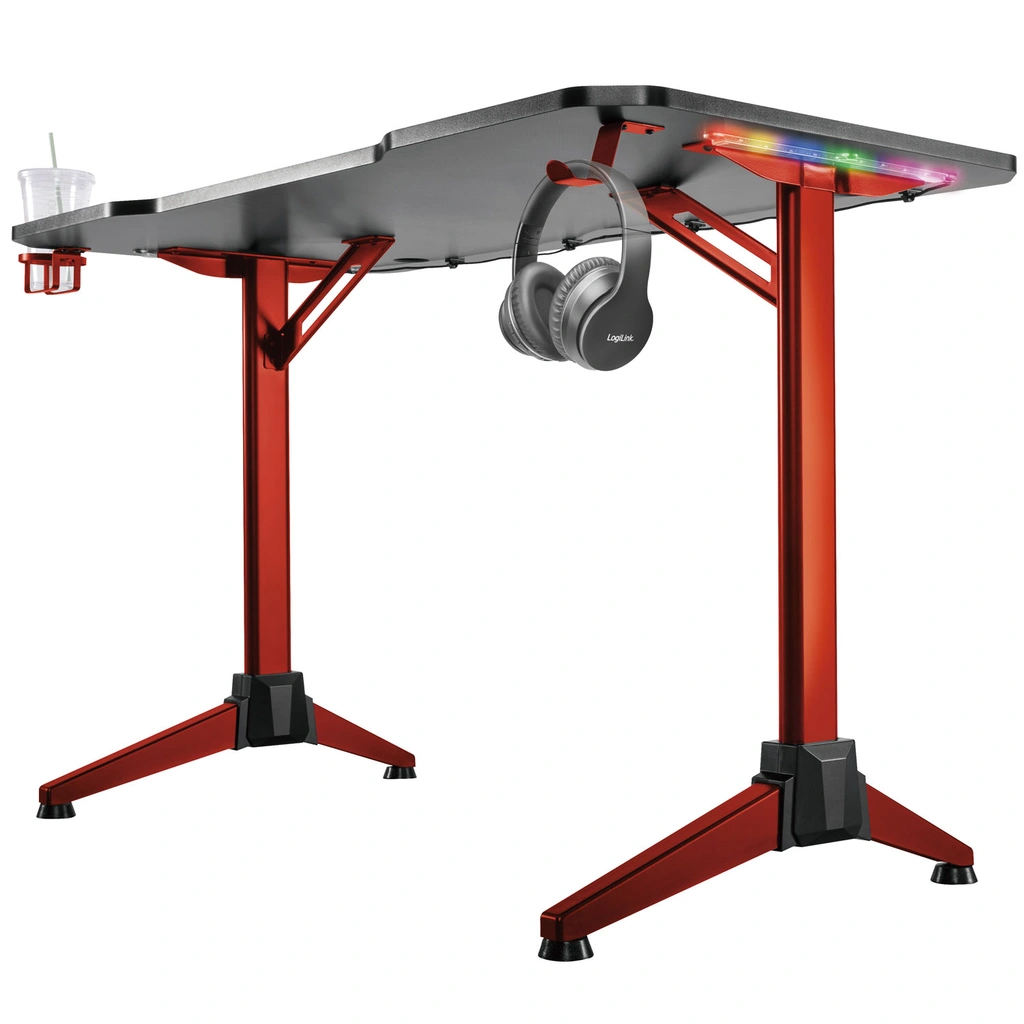Gamingskrivbord 120x60 cm RGB Svart/Röd