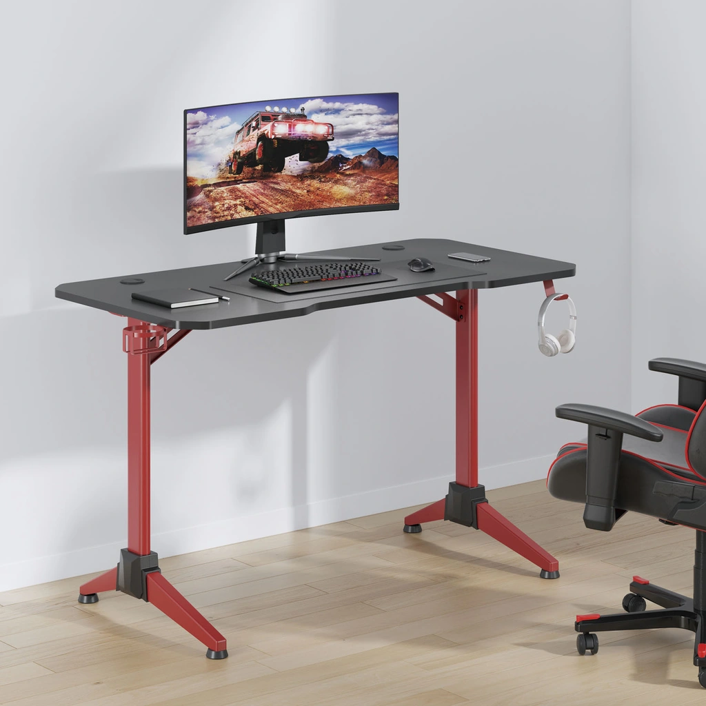 Gamingskrivbord 120x60 cm RGB Svart/Röd