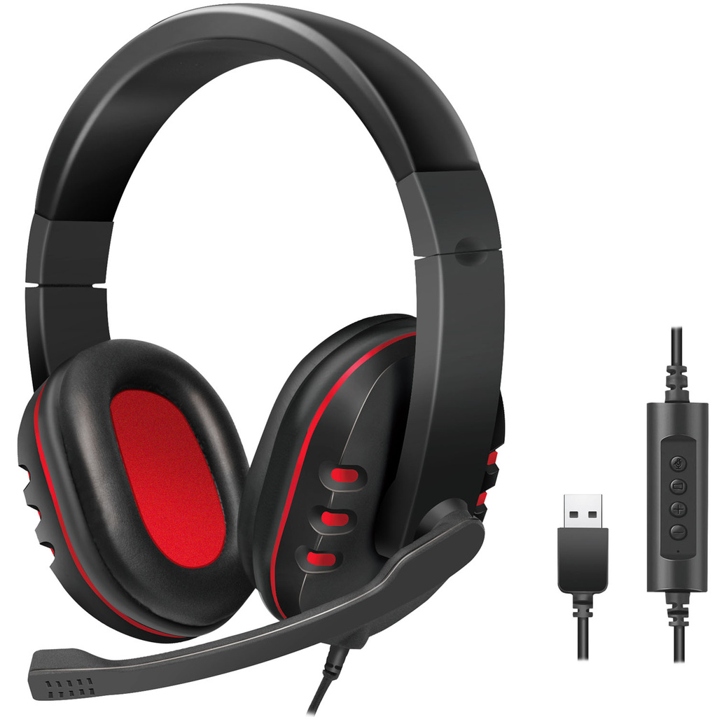 Gamingheadset USB Svart/Röd