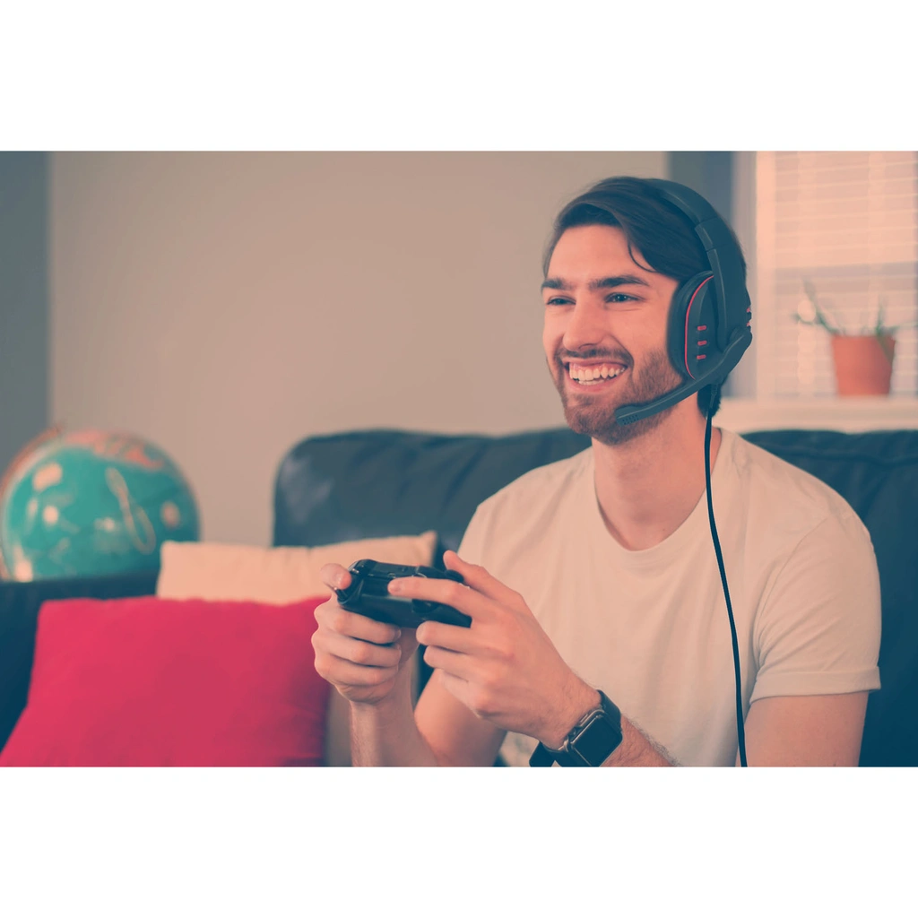 Gamingheadset USB Svart/Röd