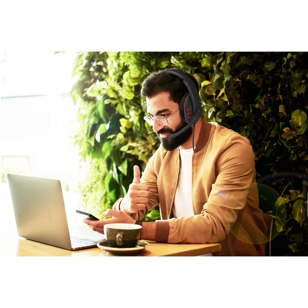 Gamingheadset USB Svart/Röd