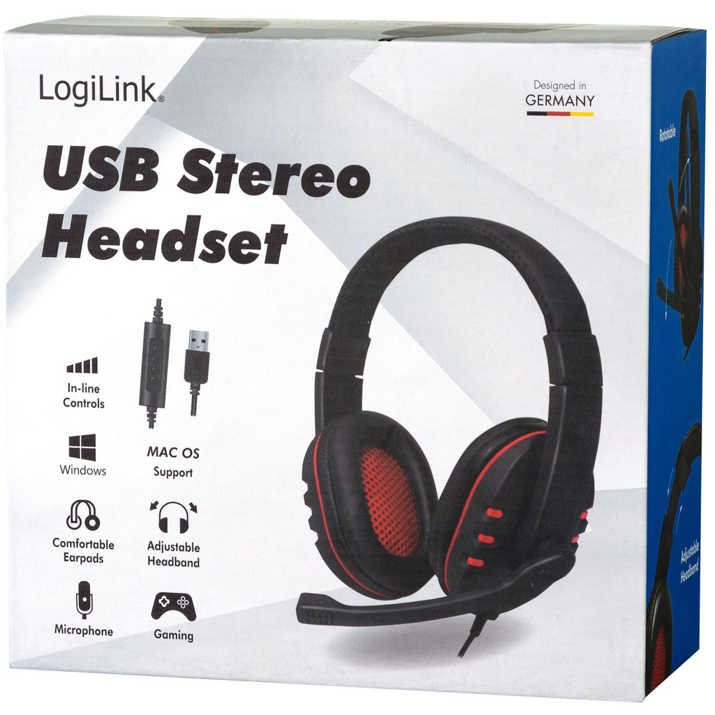 Gamingheadset USB Svart/Röd