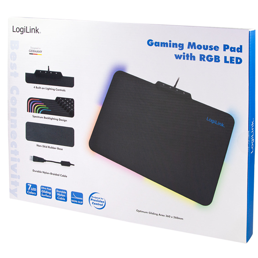 Gamingmusmatta RGB 360x270mm Svart