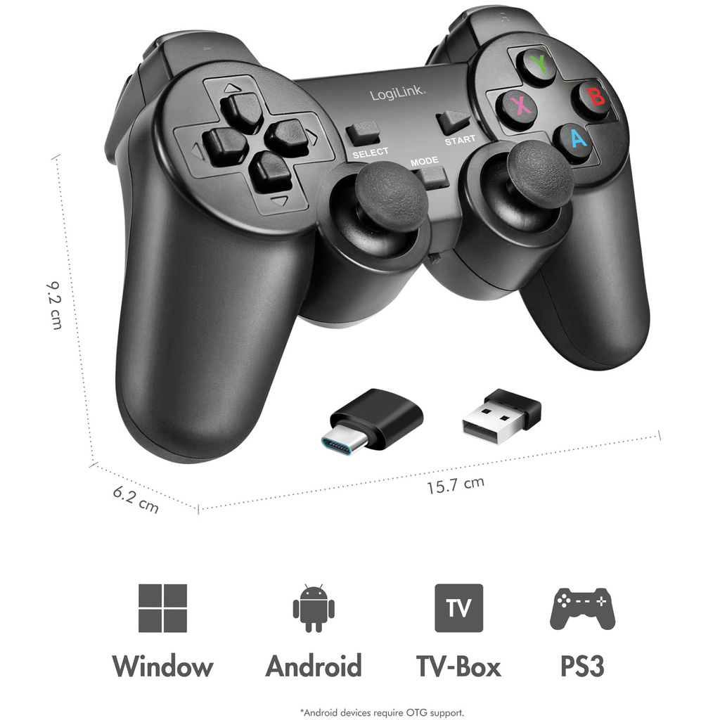 Gamepad Trådlös 2,4 GHz Svart