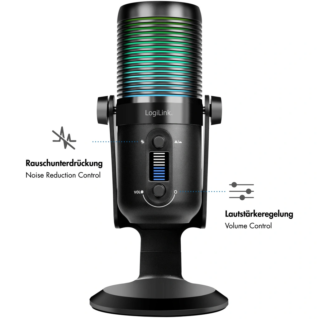 Mikrofon USB Riktad/Rundstrålande NRC RGB Svart