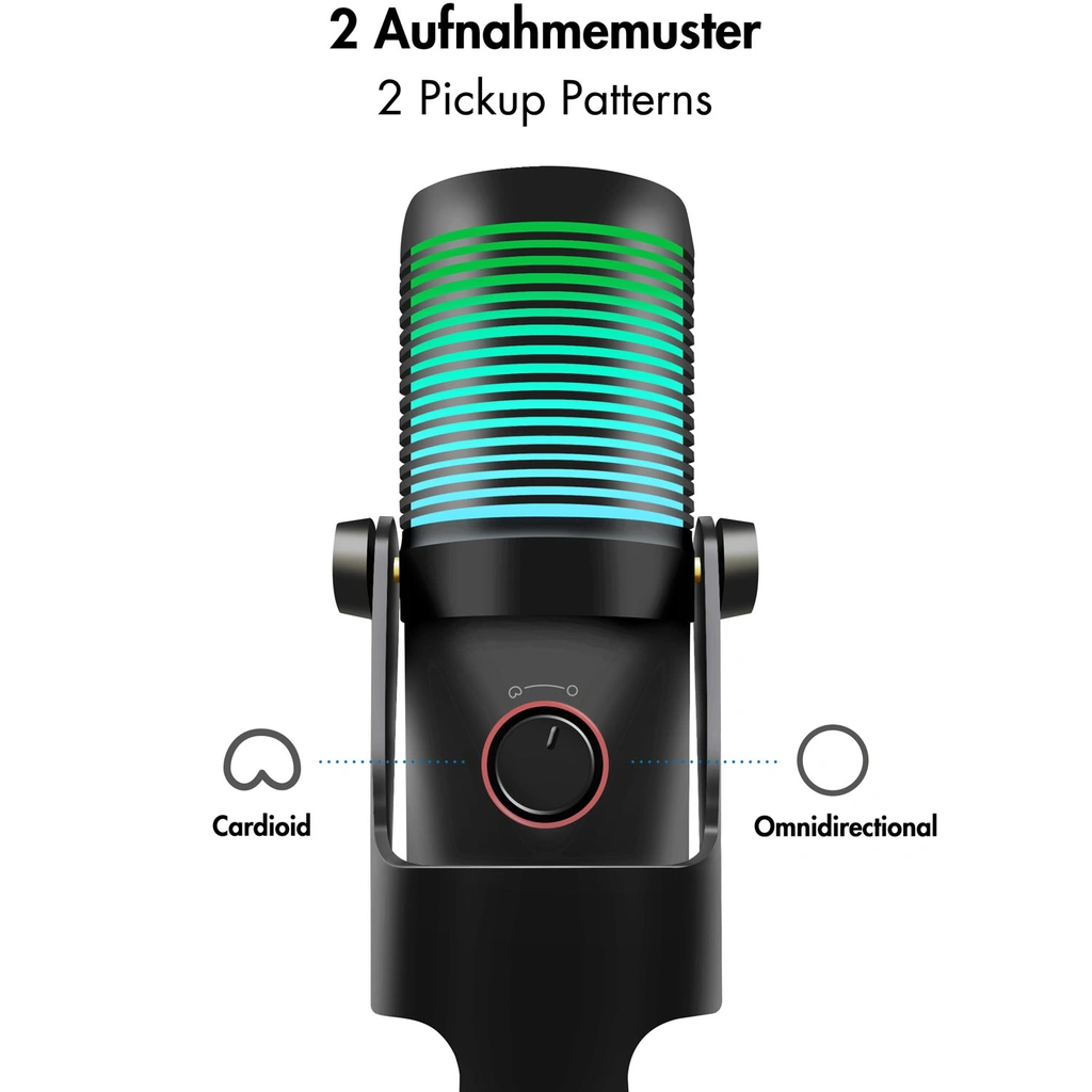 Mikrofon USB Riktad/Rundstrålande NRC RGB Svart