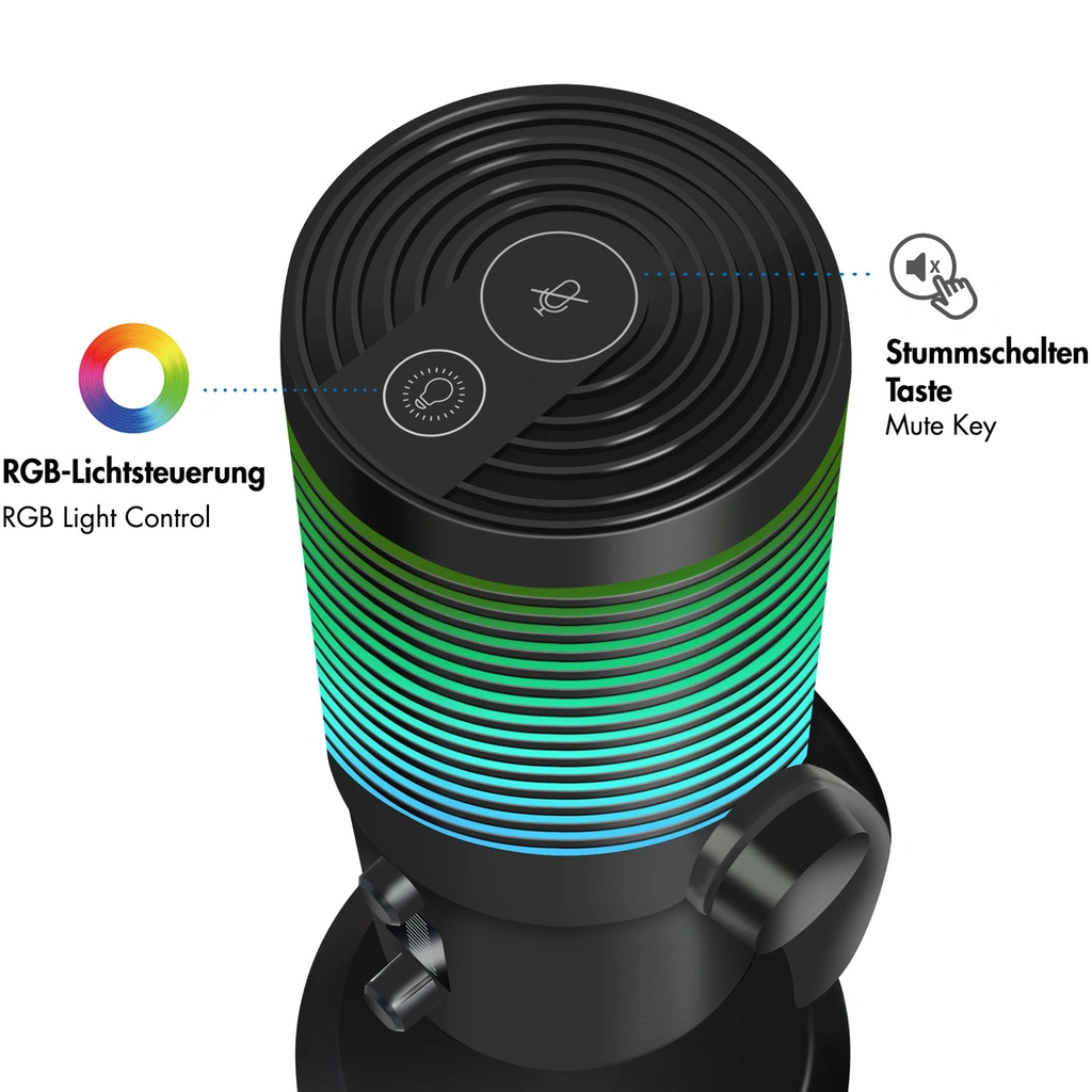 Mikrofon USB Riktad/Rundstrålande NRC RGB Svart