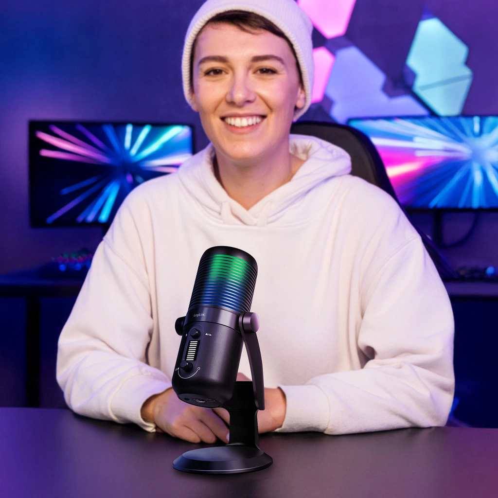 Mikrofon USB Riktad/Rundstrålande NRC RGB Svart