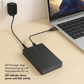 Hårddiskkabinett 2,5"/3,5" SATA USB-C 5 Gbit/s Skruvfri design Svart
