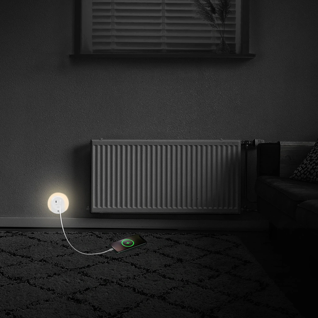 Nattlampa LED skymningssensor Laddare 18W PD QC