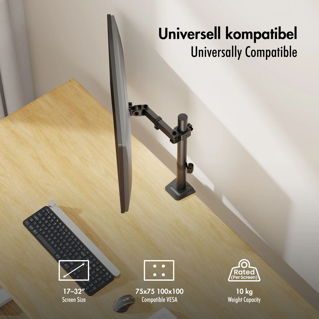 Monitorfäste 17-32" 202mm Mellan Svart