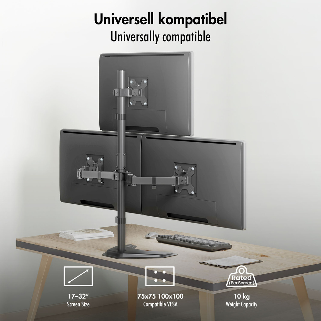 Triple Monitor stand Triple 17"-32" 376mm Black