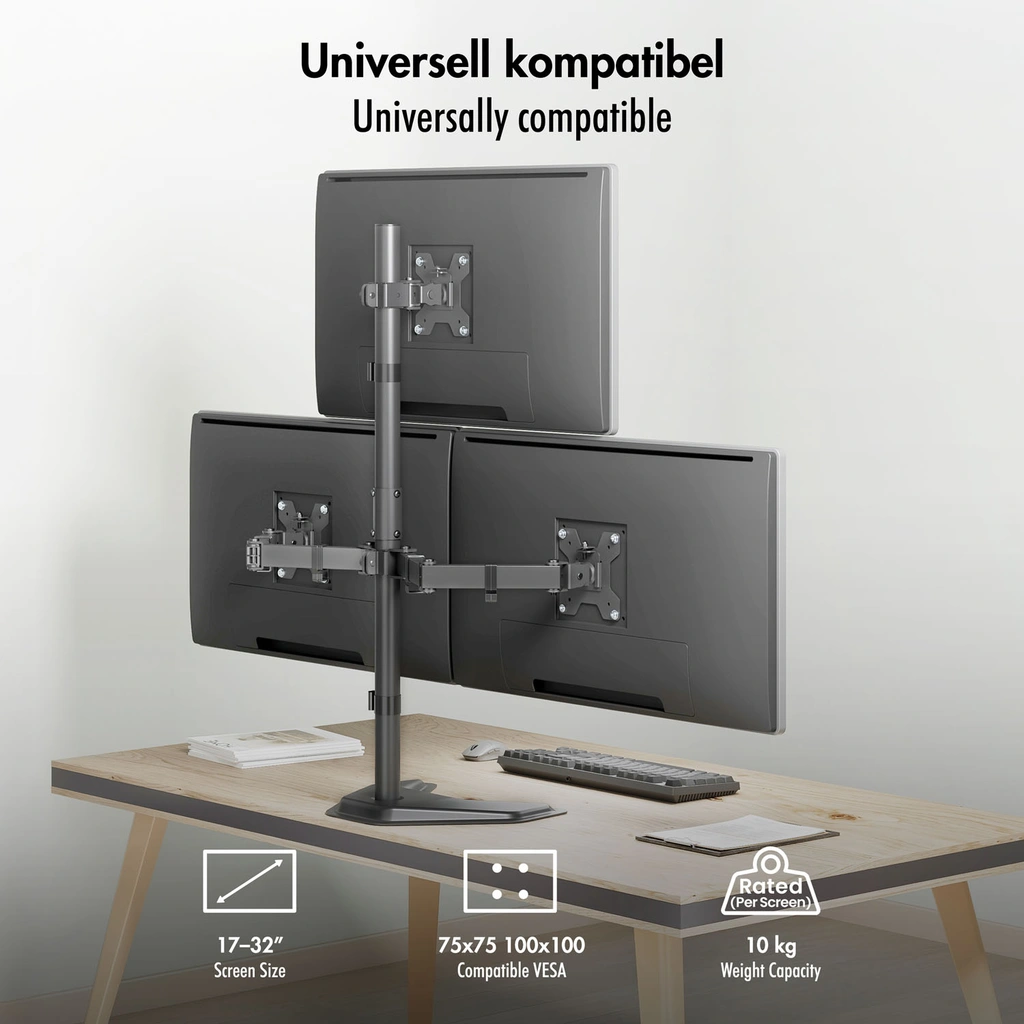 Monitorfäste/fot Trippel 17-32" 376mm Svart