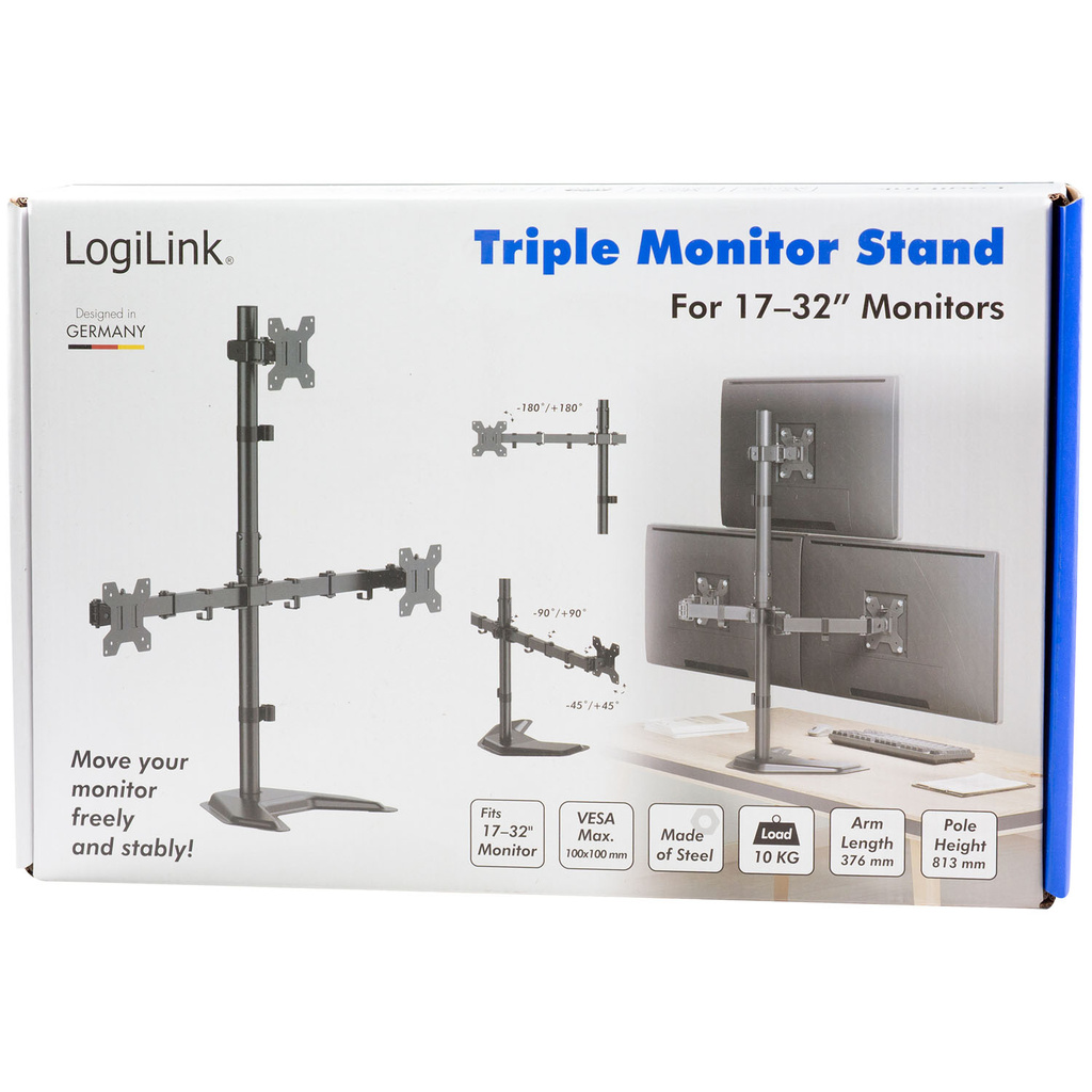 Triple Monitor stand Triple 17"-32" 376mm Black