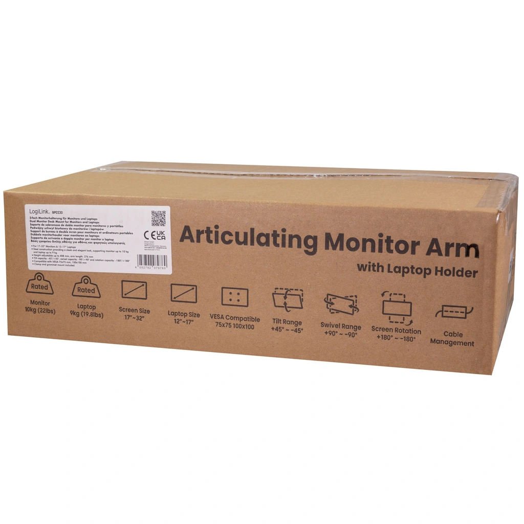 Monitorfäste 17-32" med hållare för laptop 12-17"