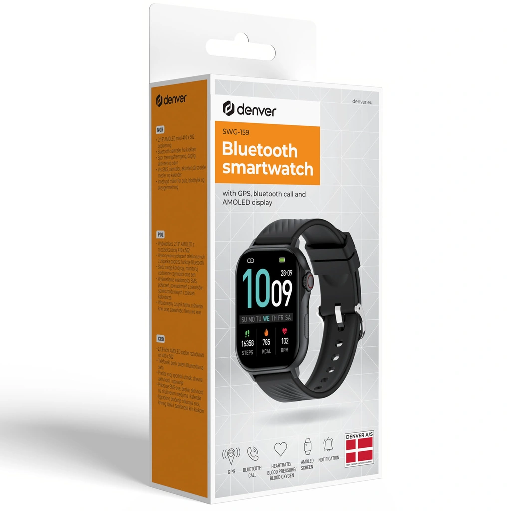 SmartWatch GPS 2,13" AMOLED SWG-159B Black