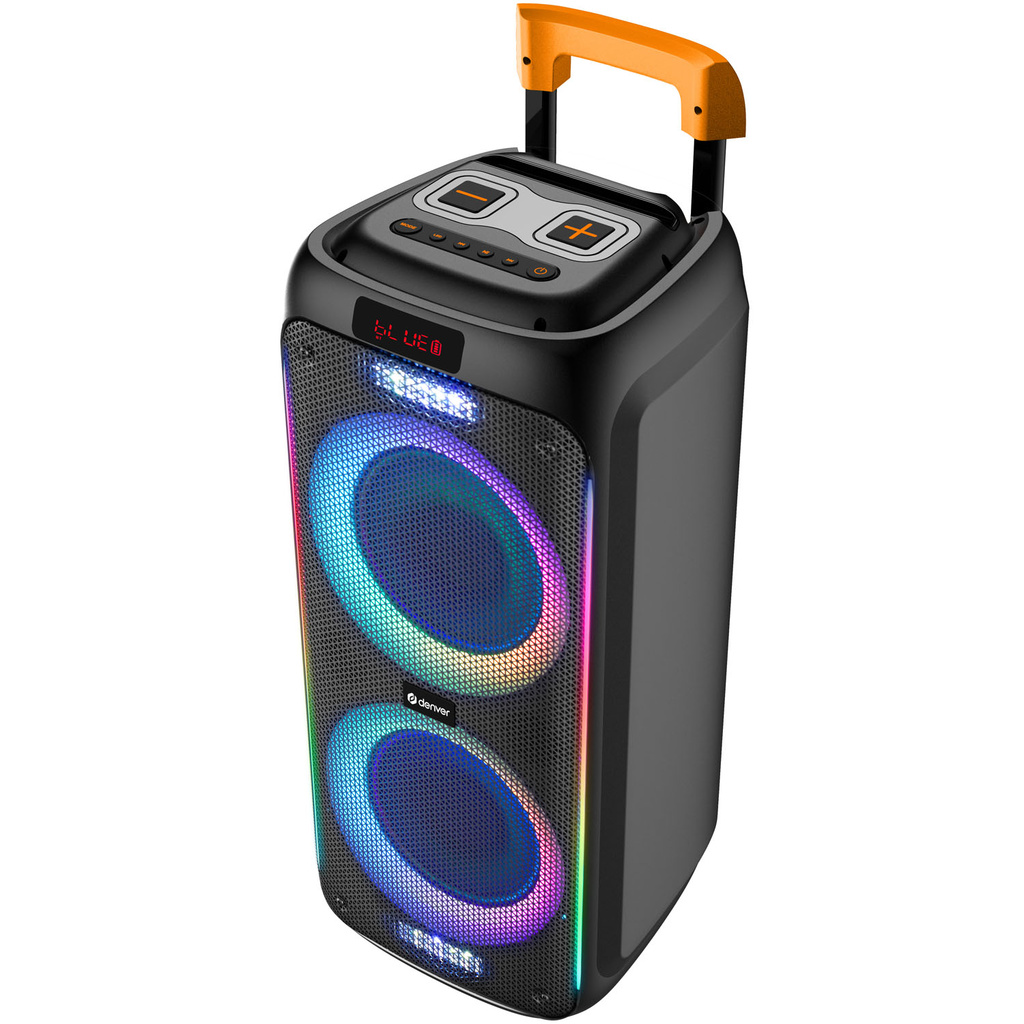 Högtalare Bluetooth 2X8" woofers 60W Batteri LED-ljus TSP-456 Svart