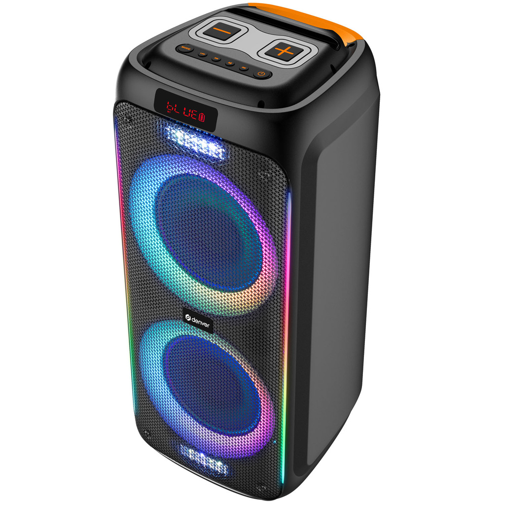 Högtalare Bluetooth 2X8" woofers 60W Batteri LED-ljus TSP-456 Svart