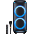 Högtalare Bluetooth 2x10" woofers 200W Batteri LED-ljus BPS-470 Svart