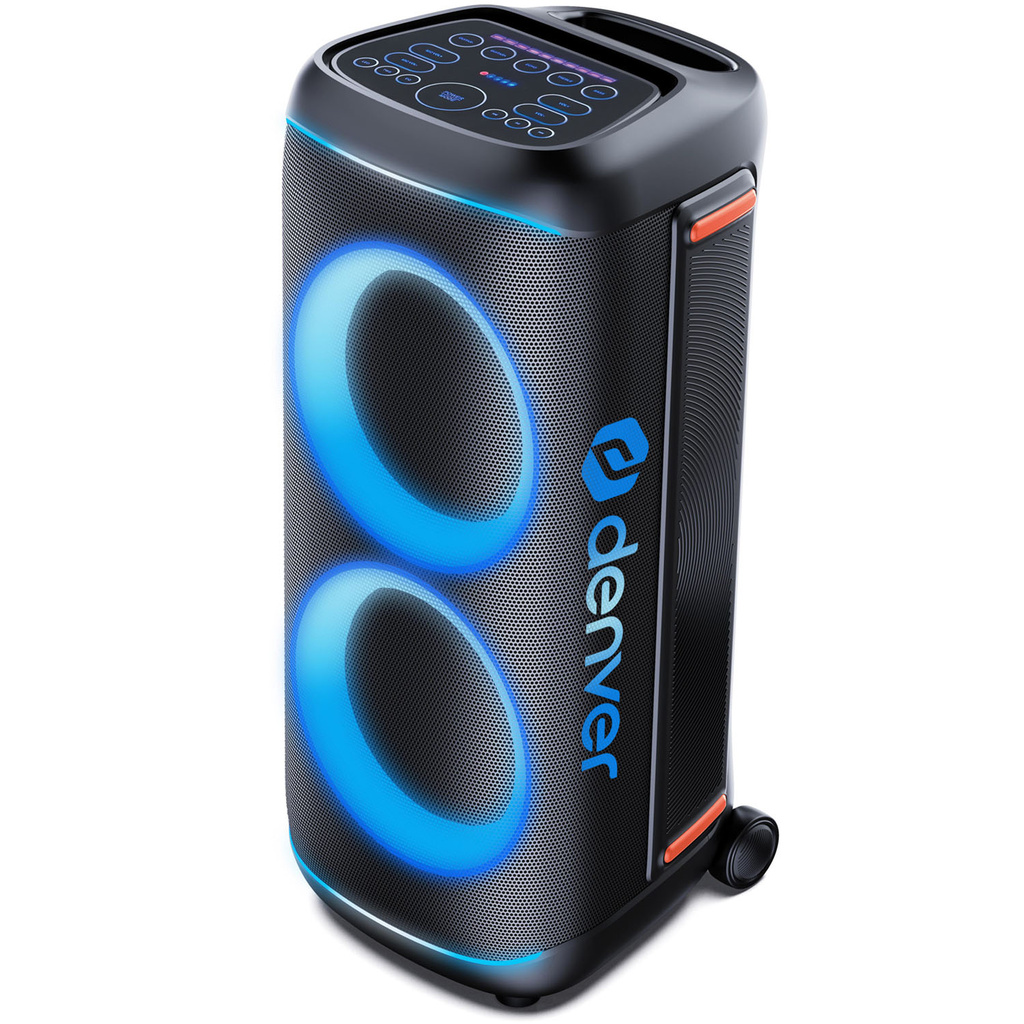Högtalare Bluetooth 2x10" woofers 200W Batteri LED-ljus BPS-470 Svart