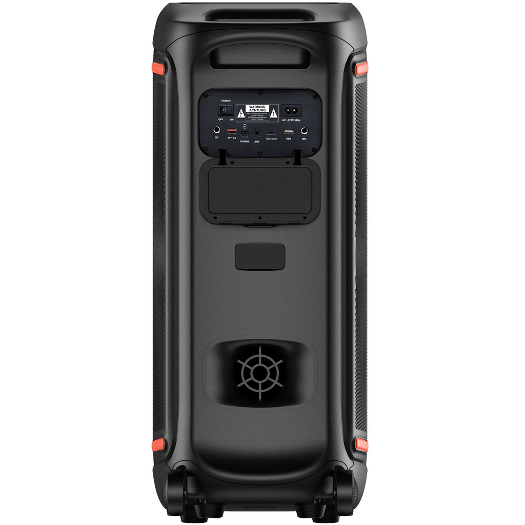 Högtalare Bluetooth 2x10" woofers 200W Batteri LED-ljus BPS-470 Svart
