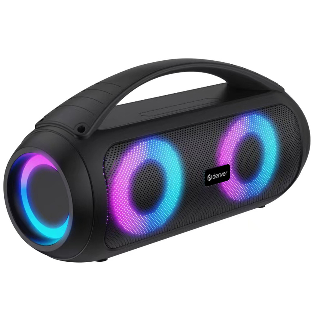 Högtalare Bluetooth 2x20W RMS Ljuseffekter Laddbart batteri BTG-618 Svart