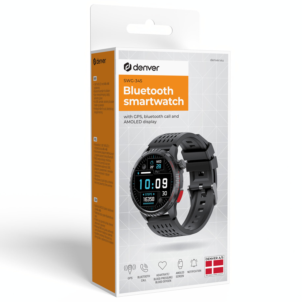 SmartWatch GPS AMOLED Healt monitoring SWG-345B Black