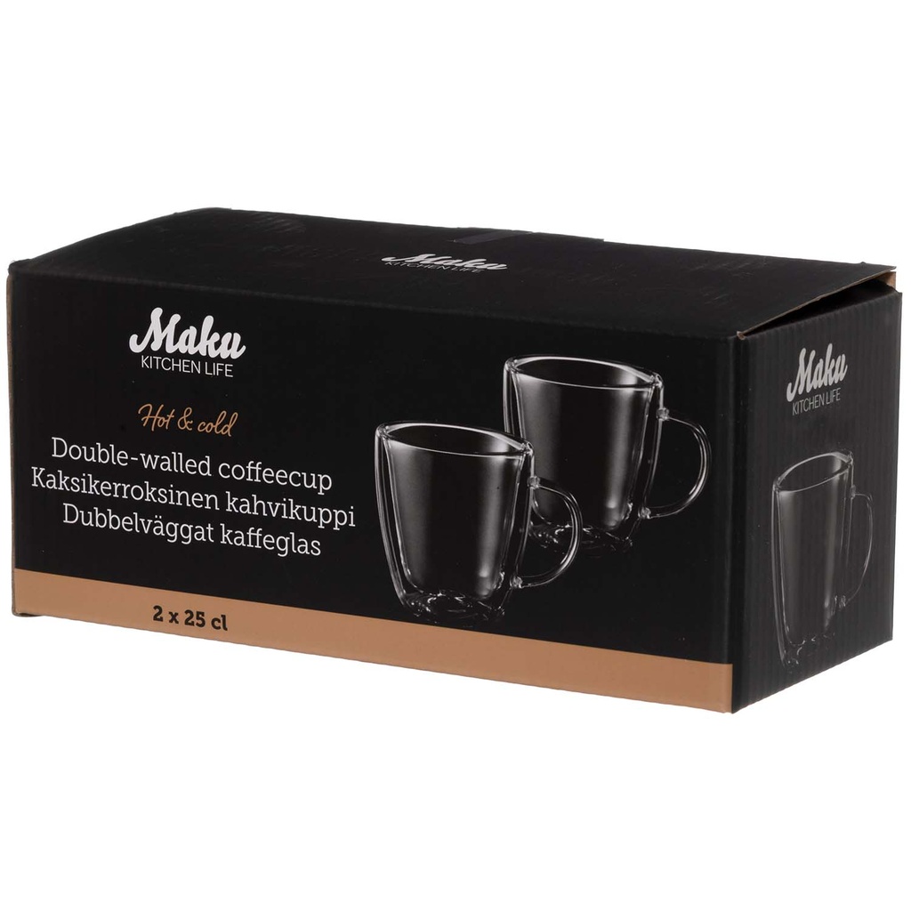 Coffee cup double walled glass 25 cl 2 pcs