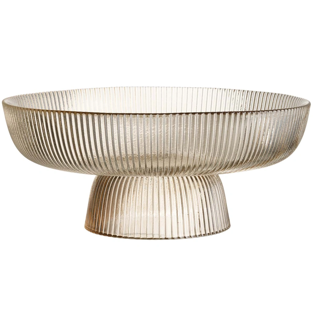 Serving bowl ribbed champagne 26 cm