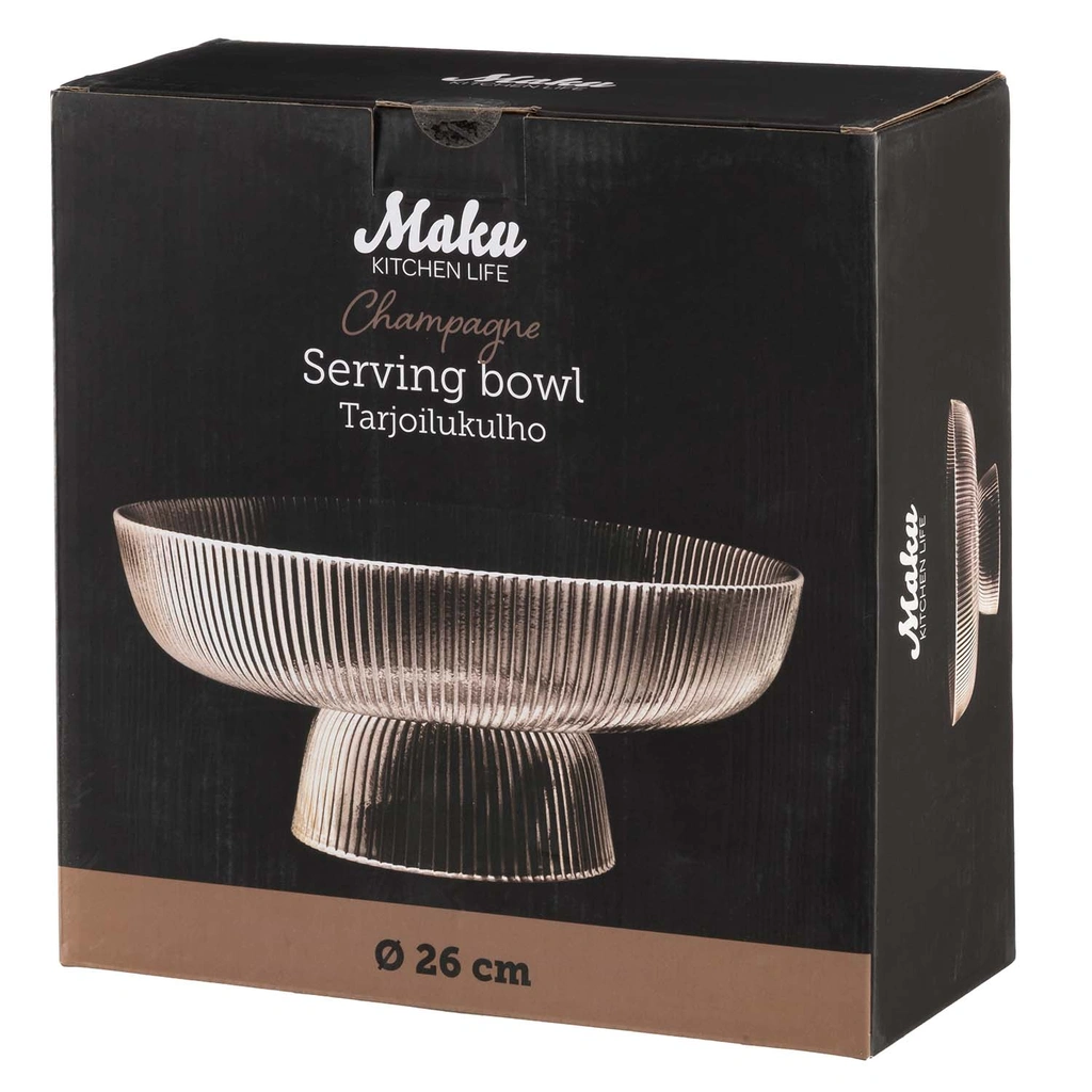 Serving bowl ribbed champagne 26 cm