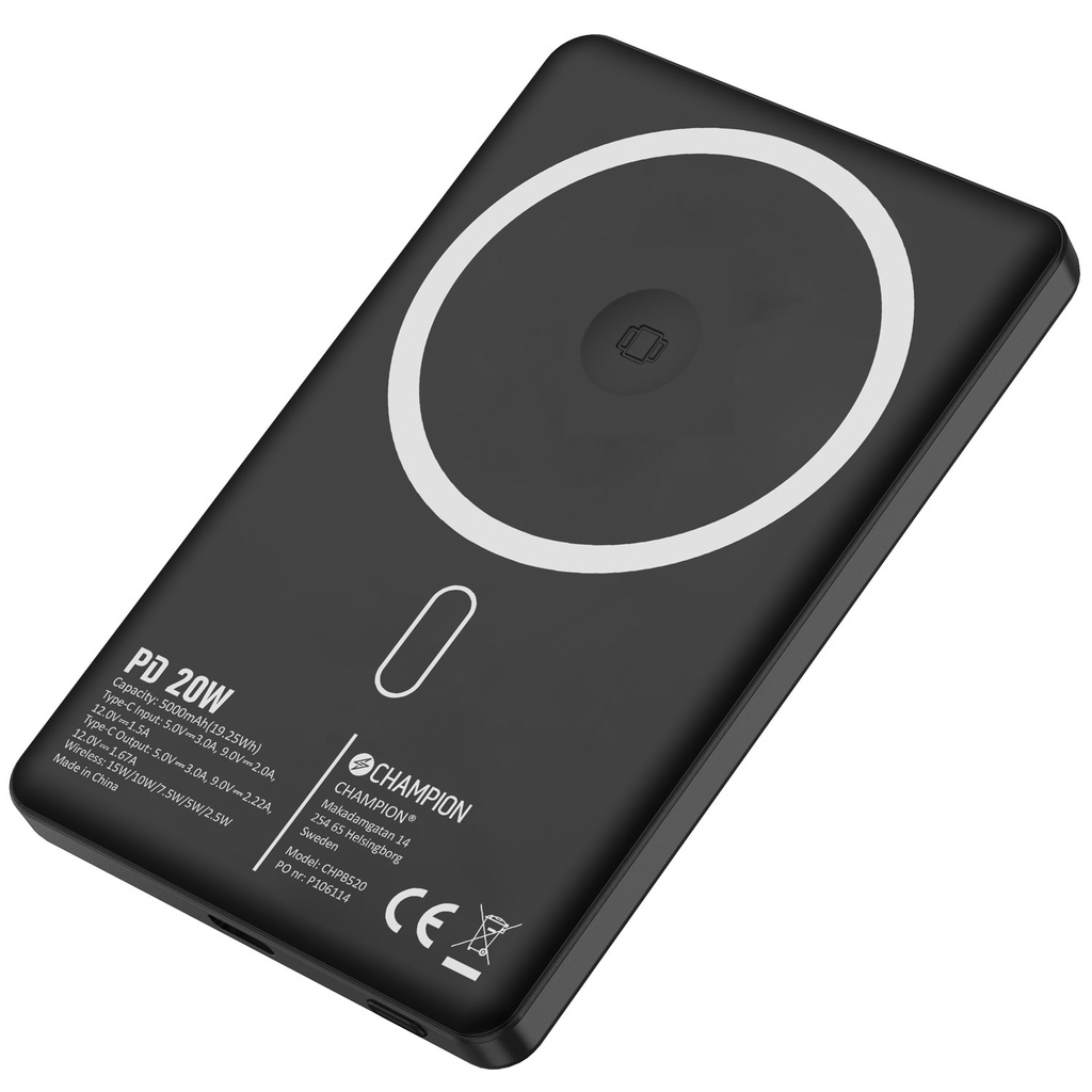 Powerbank 5000mAh Magsafe-kompatibel 20W PD Svart