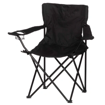 Campingstol med flaskhållare Svart