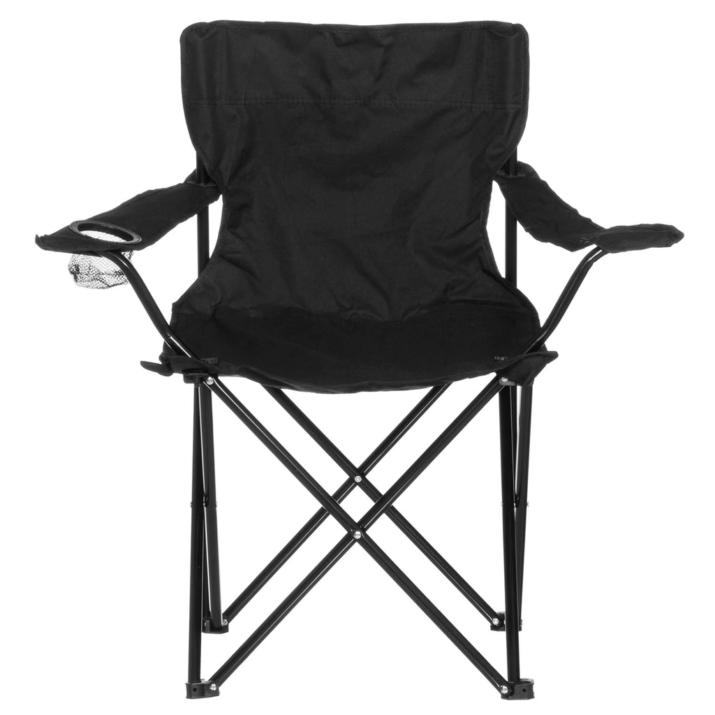 Campingstol med flaskhållare Svart
