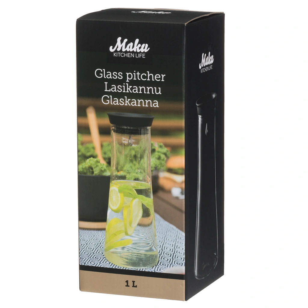 Glaskaraff med silikonlock 1 L