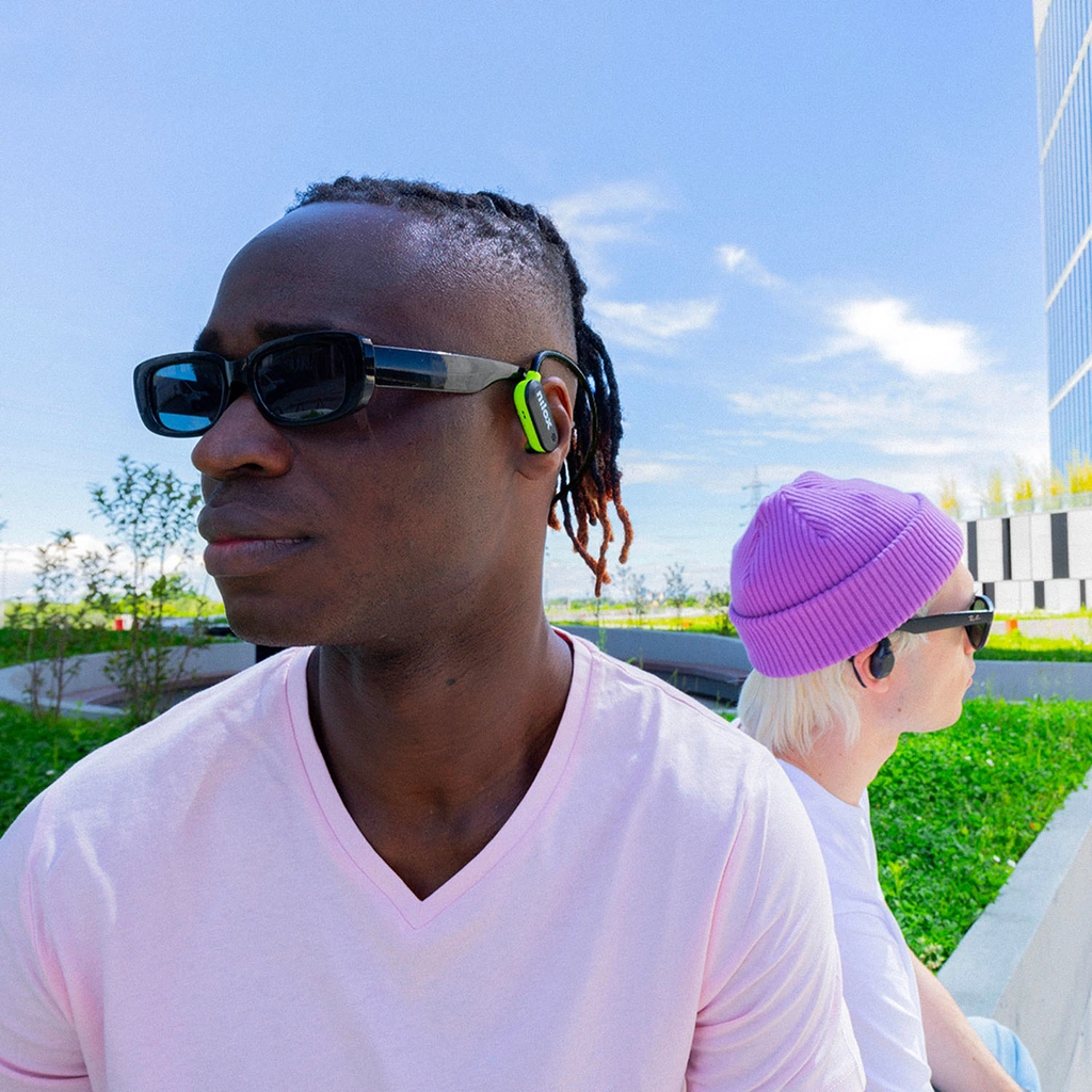 Hörlurar Sport Air Conduction ENC Airtunes Svart/Lime