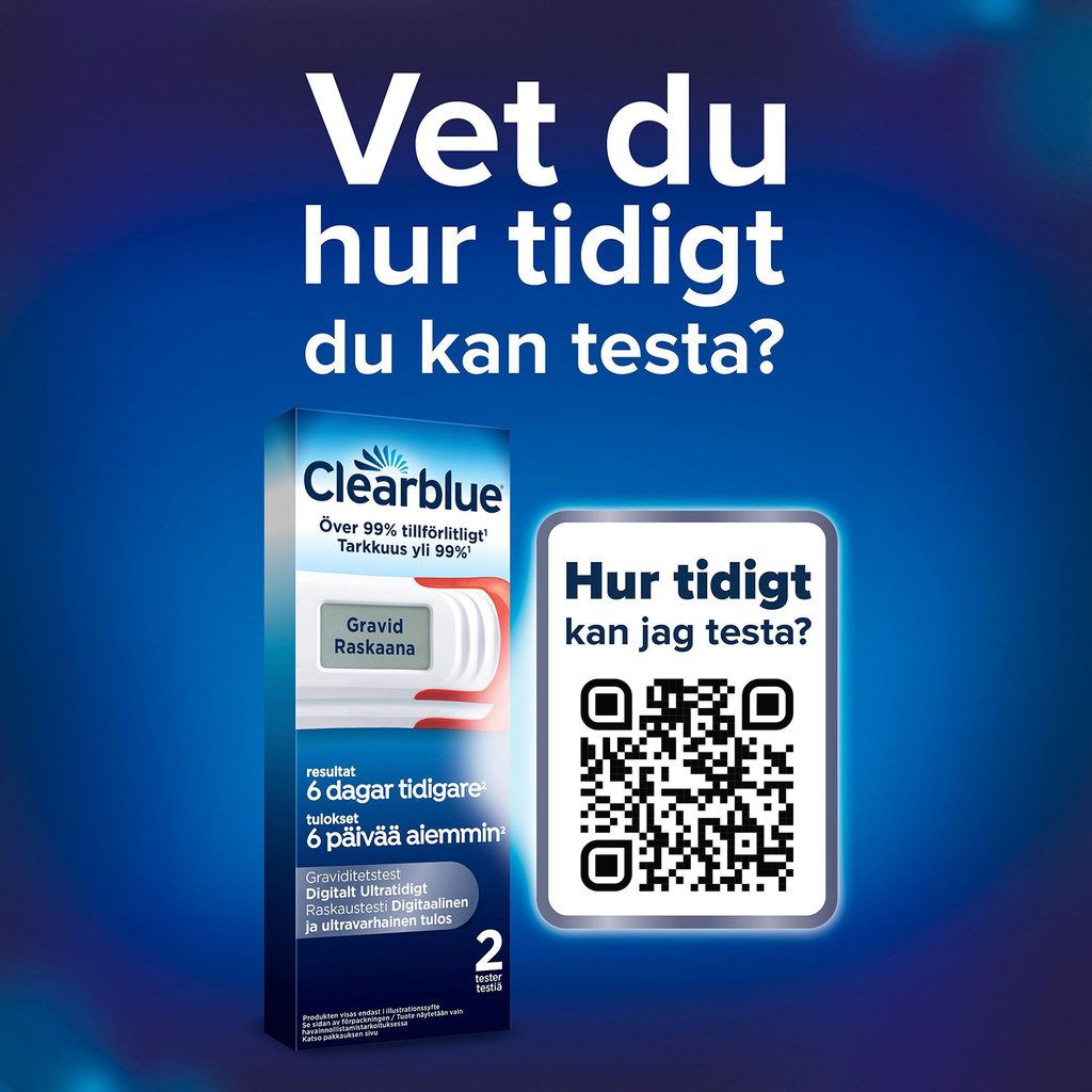 Graviditetstest, Digital Ultratidig Detektion, Resultat 6 Dagar Tidigare, 2 Tester