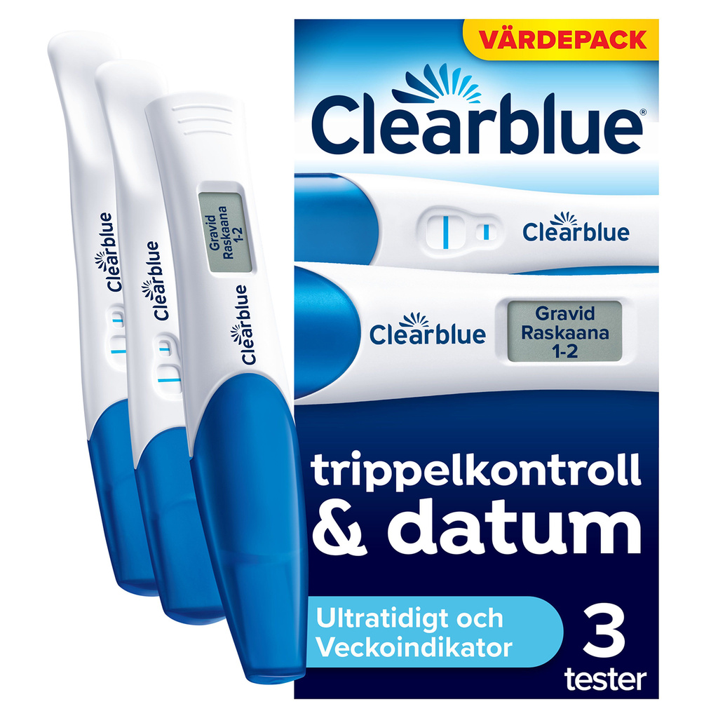 Graviditetstest ultratidigt, kombipaket med trippelkontroll och datering, resultat 6 dagar tidigare