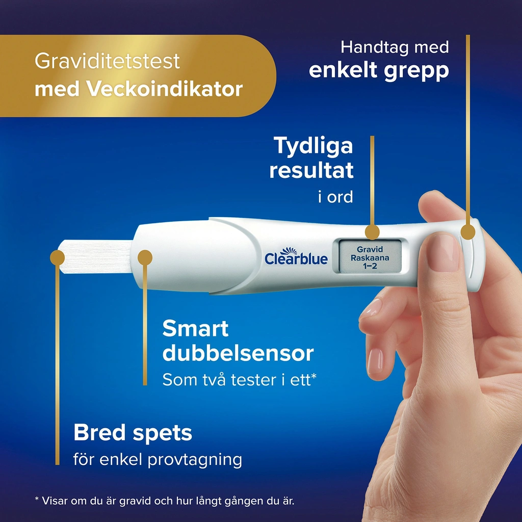 Graviditetstest ultratidigt, kombipaket med trippelkontroll och datering, resultat 6 dagar tidigare