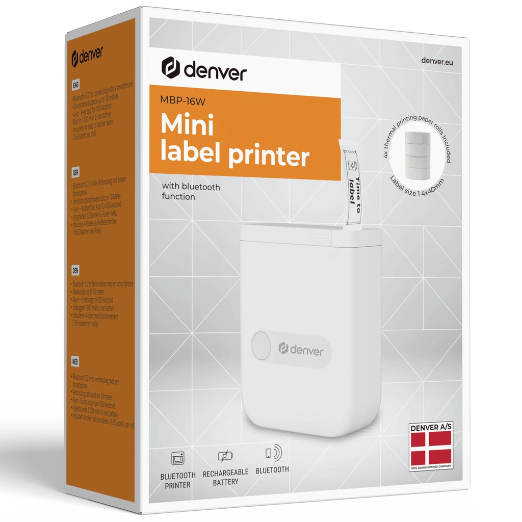 Portabel skrivare Bluetooth App-styrd Inbyggt batteri 