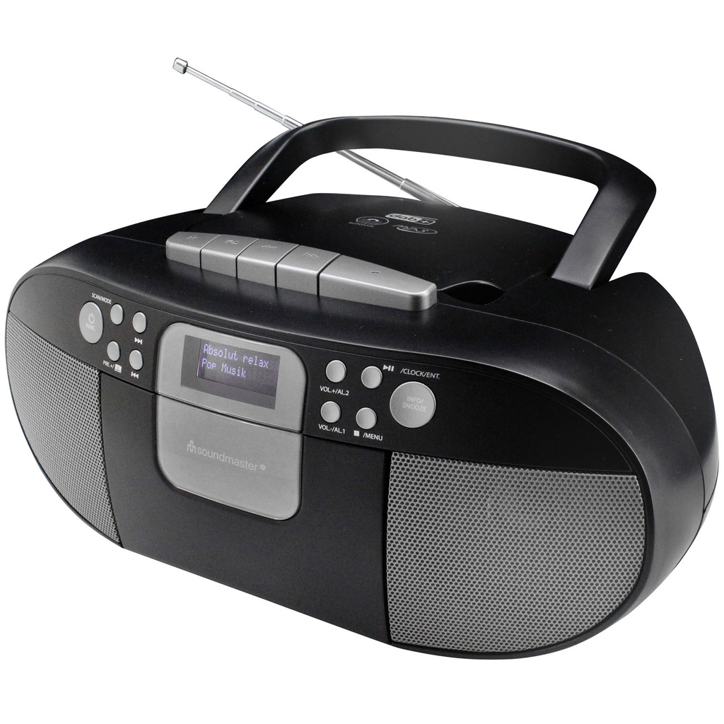 Boombox CD/MP3 DAB+/FM-radio Kassett USB SCD7800SW Svart/Grå