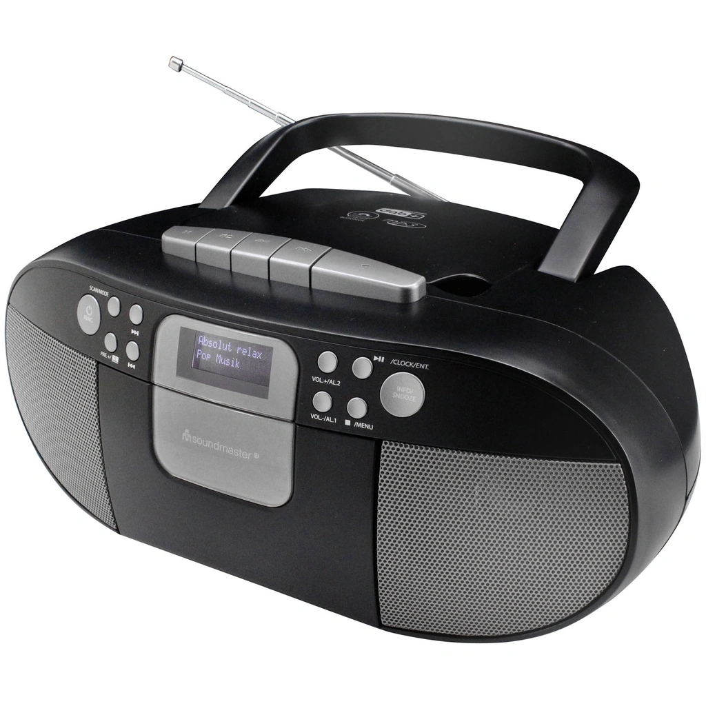 Boombox CD/MP3 DAB+/FM-radio Kassett USB SCD7800SW Svart/Grå