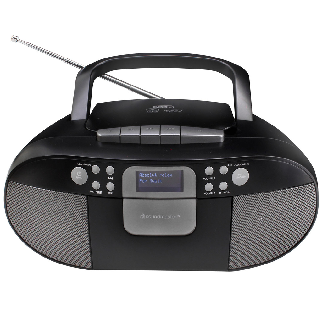 Boombox CD/MP3 DAB+/FM-radio Kassett USB SCD7800SW Svart/Grå