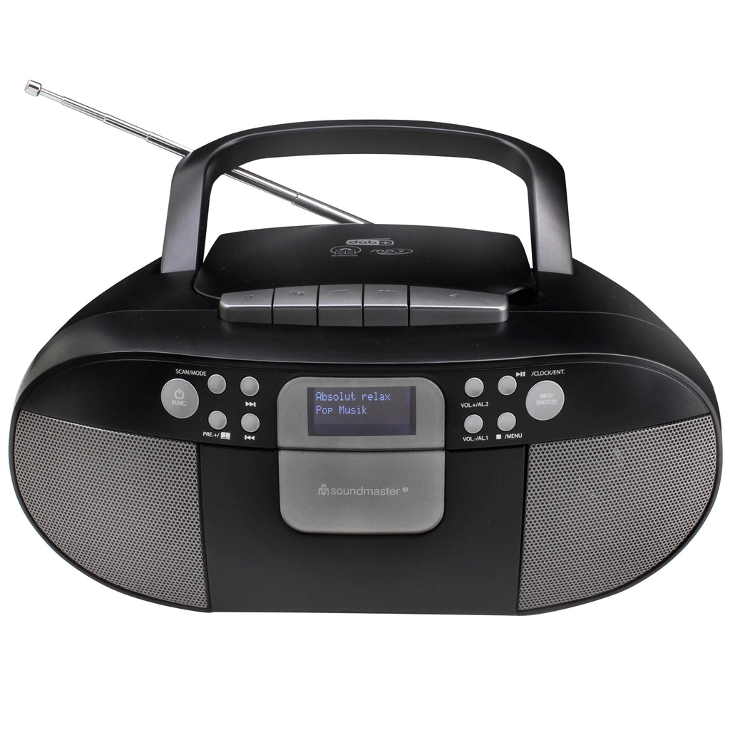 Boombox CD/MP3 DAB+/FM-radio Kassett USB SCD7800SW Svart/Grå