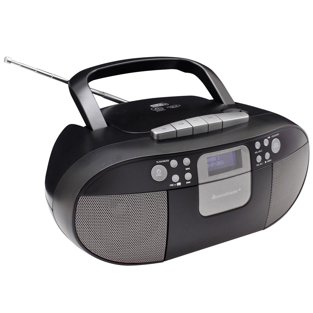 Boombox CD/MP3 DAB+/FM-radio Kassett USB SCD7800SW Svart/Grå