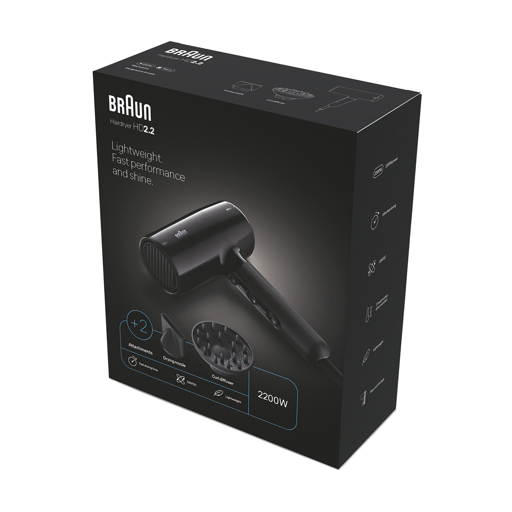 Hårfön DC 2200W 3värme & 2hastighetslägen + 2 tillbehör