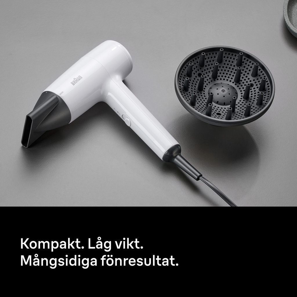 Hårfön1800W 3värme/hastighetslägen + 2 tillbehör