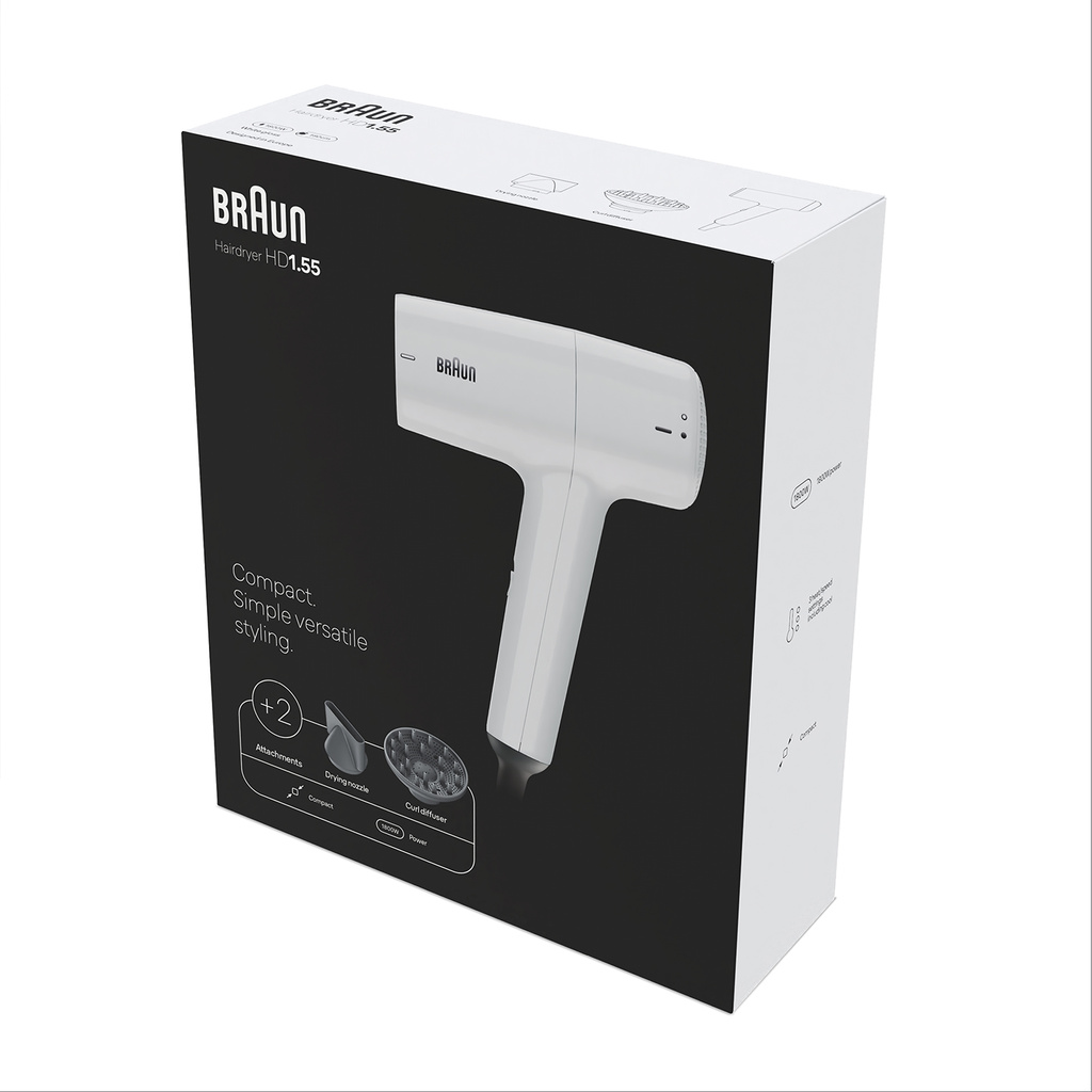 Hårfön1800W 3värme/hastighetslägen + 2 tillbehör