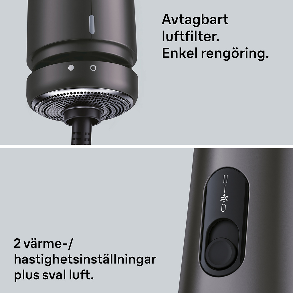 Air Styler IONTEC 800W 2 kombinerade värme-/hastighetslägen + 2 tillbehör