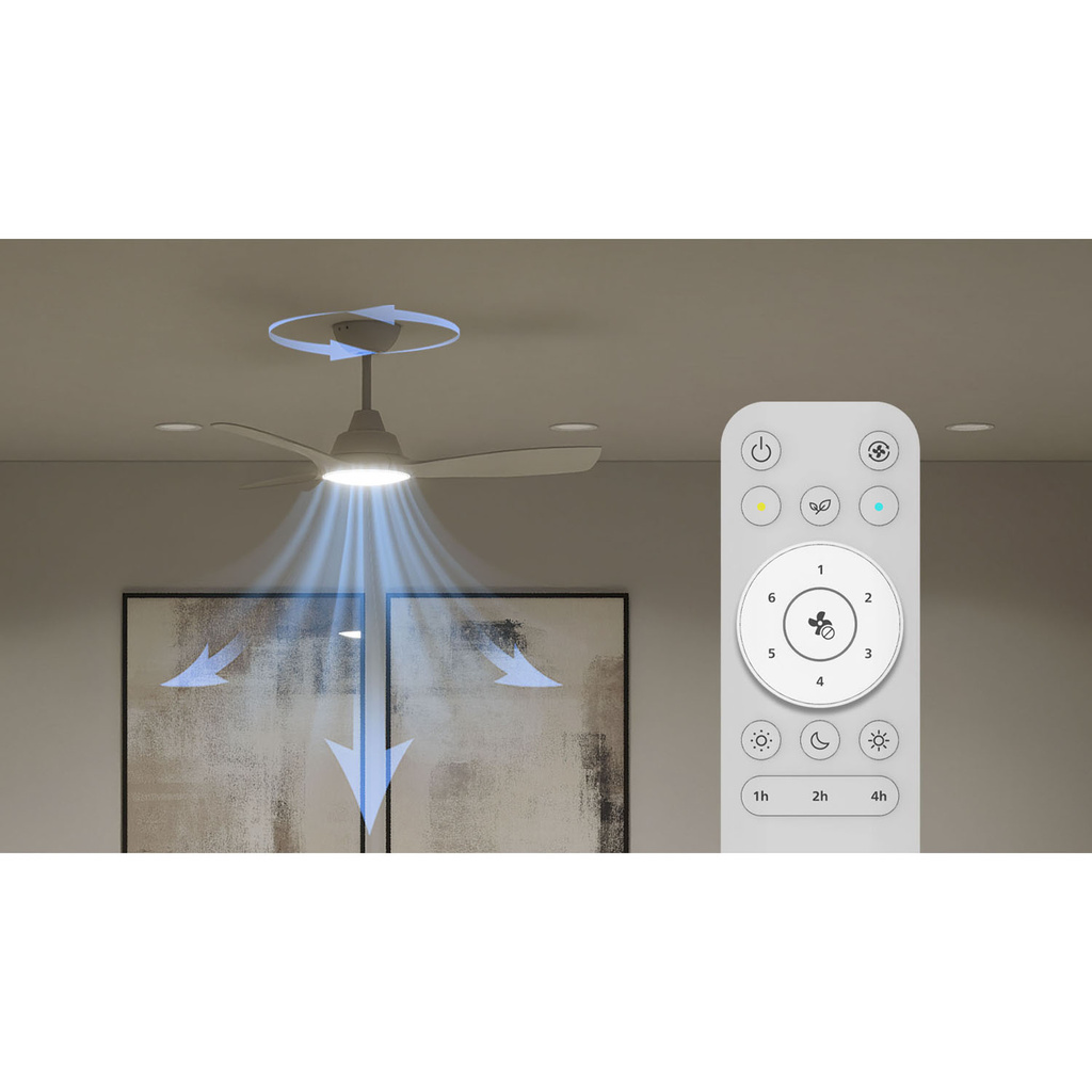 Olas Takfläktslampa Ø106 cm Justerbart vitt ljus Vit